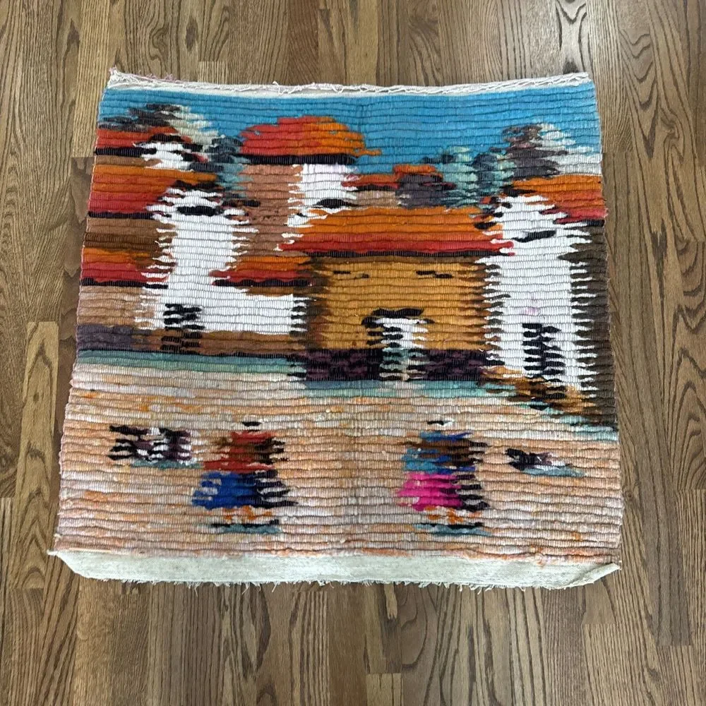 Peruvian Folk Art Hand Woven Tapestry Wall Hanging Andes Vintage 70s Fiber‎ Art